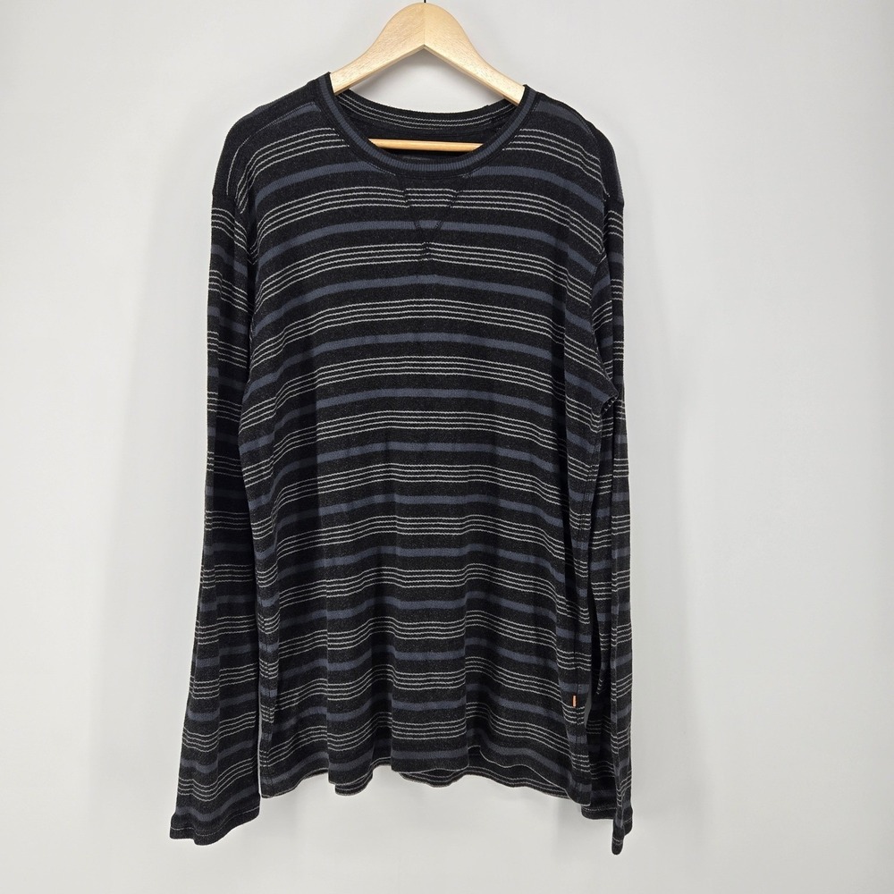 Quiksilver‎ Men Large Long Sleeve Striped Shirt Stripe Crew Neck Tee y2k surf